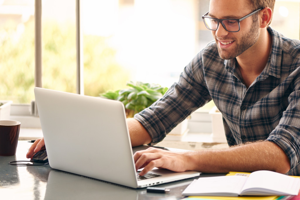 student studying online